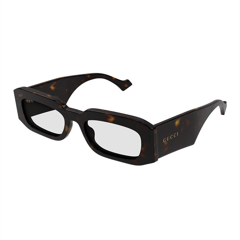 Gucci Sunglasses Square Full Rim, Dark Havana Frame and Transparent Lens GG1426S005