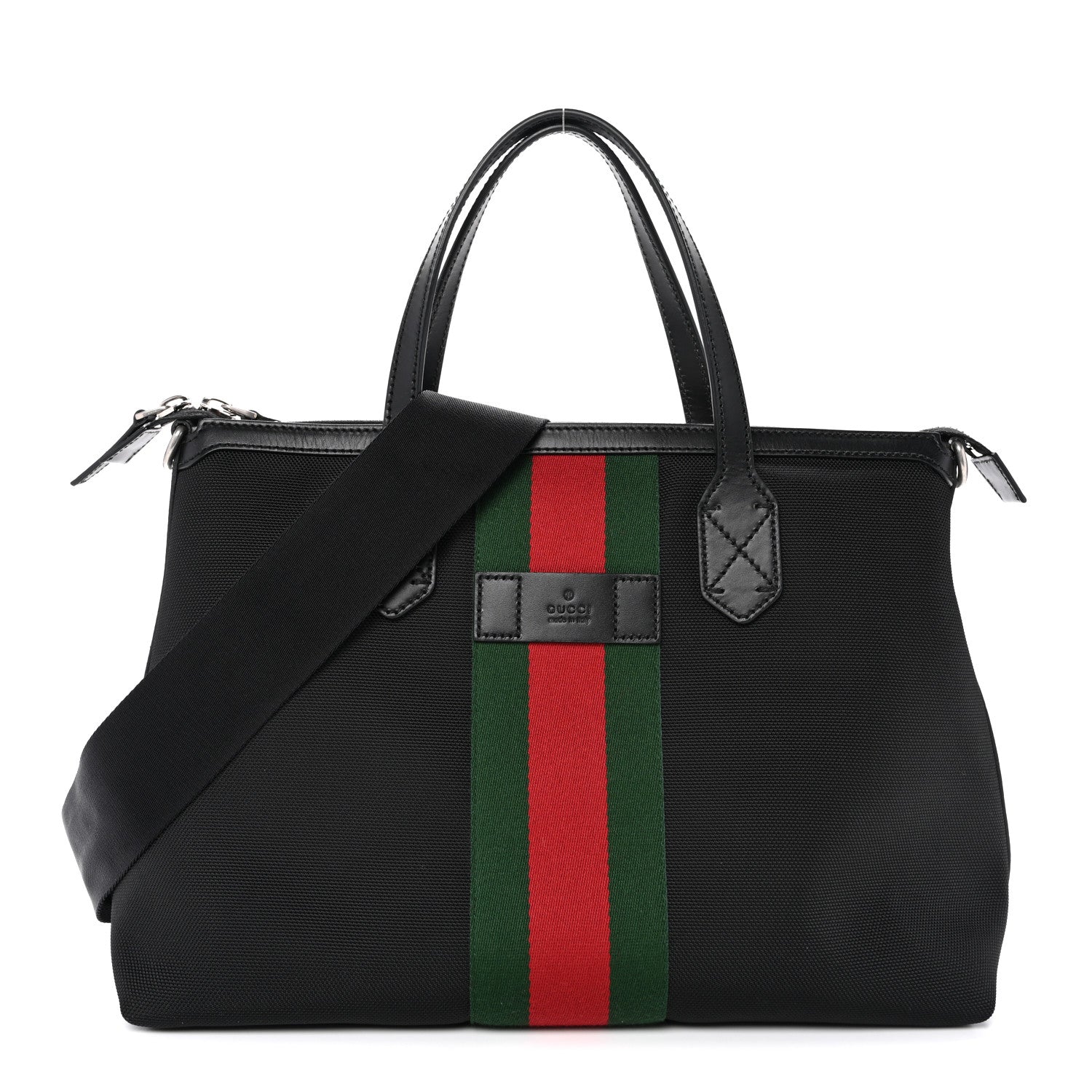 Techno Canvas Web Top Handle Shoulder Bag Black