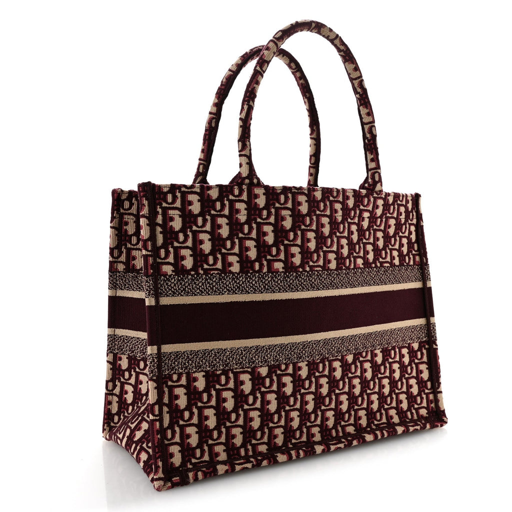 Oblique Medium Book Tote Burgundy Multicolor