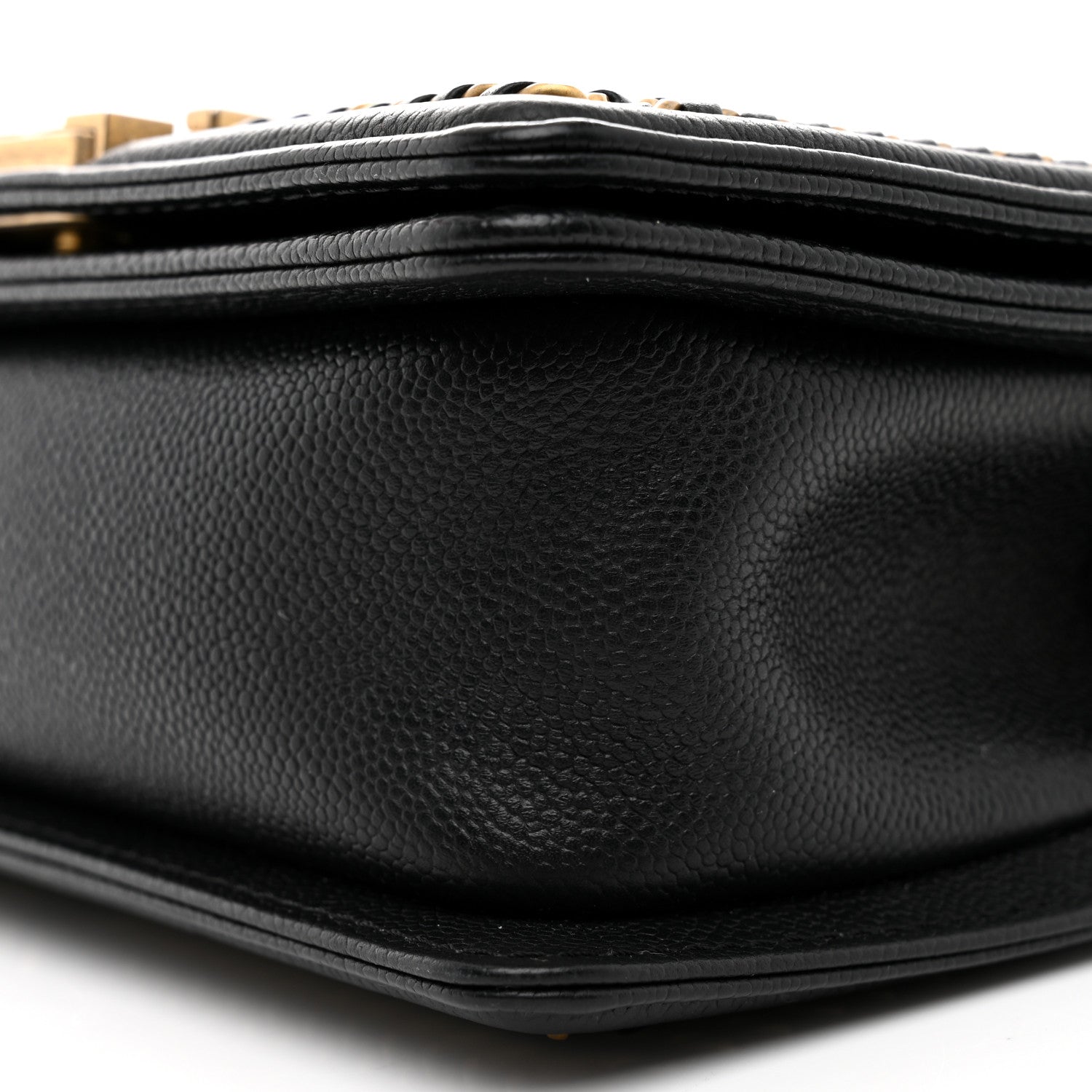 Caviar Quilted Small Chain Around Boy Flap Black