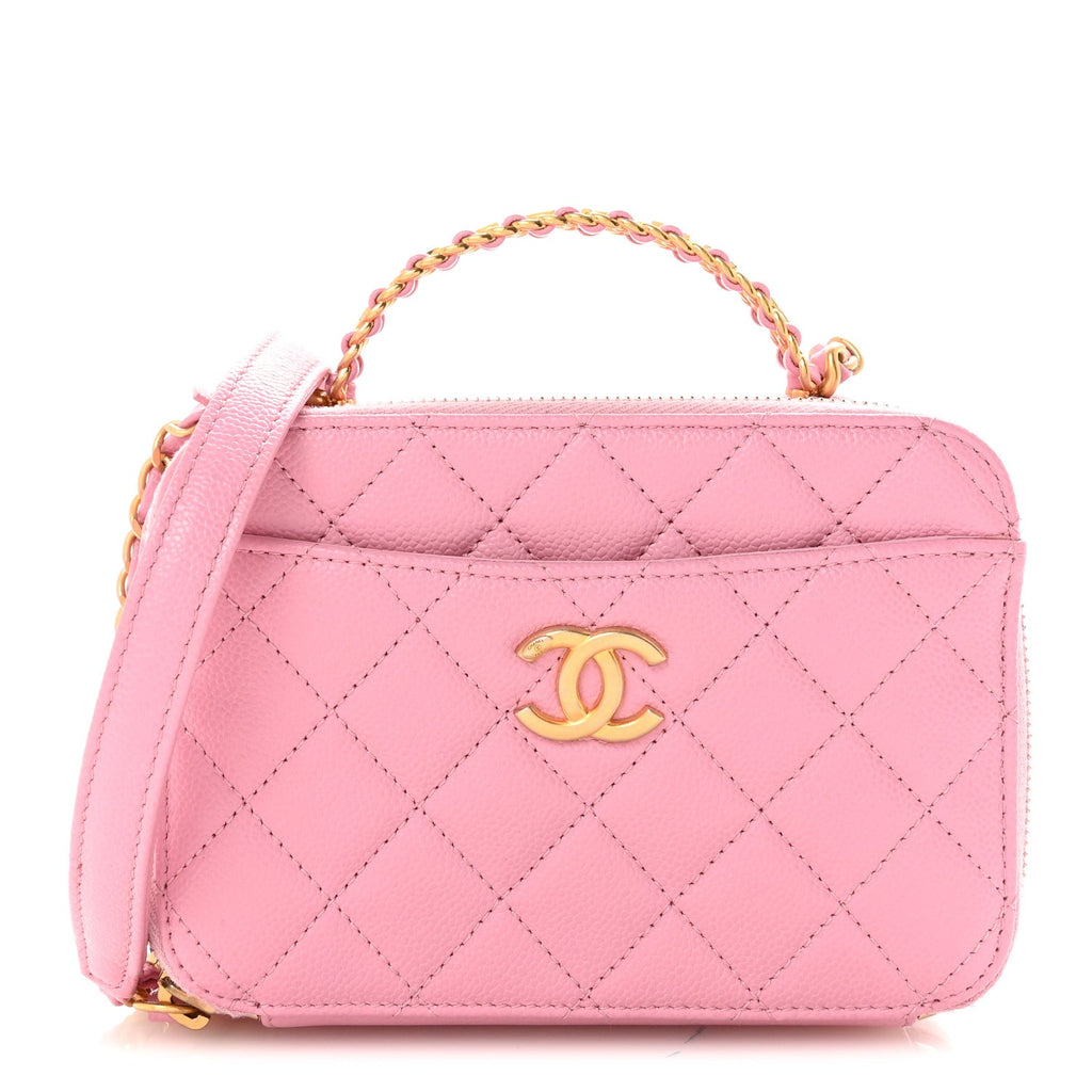 Caviar Quilted Pick Me Up Mini Vanity Case Pink