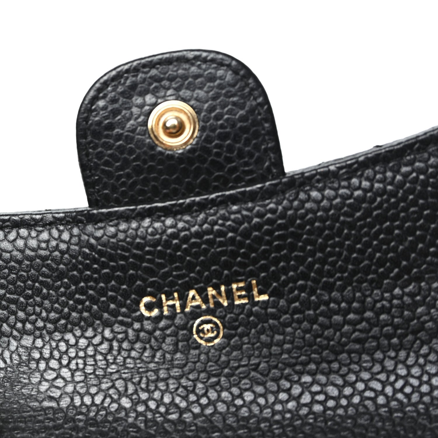 Caviar Quilted Flap Card Holder Wallet Black