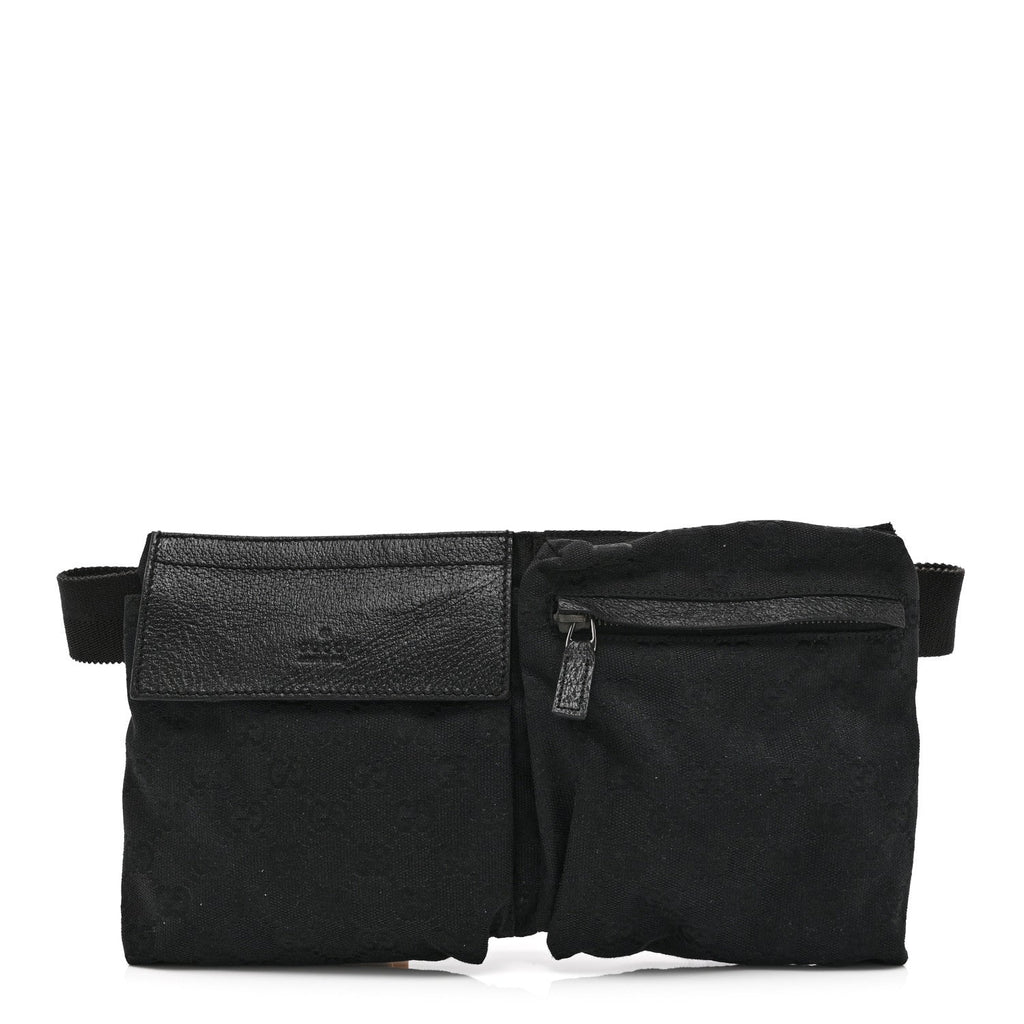 GG Monogram Double Pocket Belt Bag Black