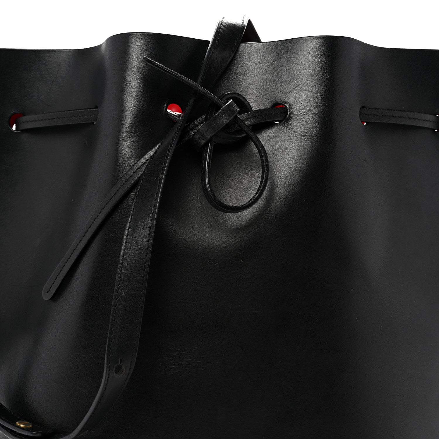 Vegetable Tanned Calfskin Bucket Bag Black Flamma