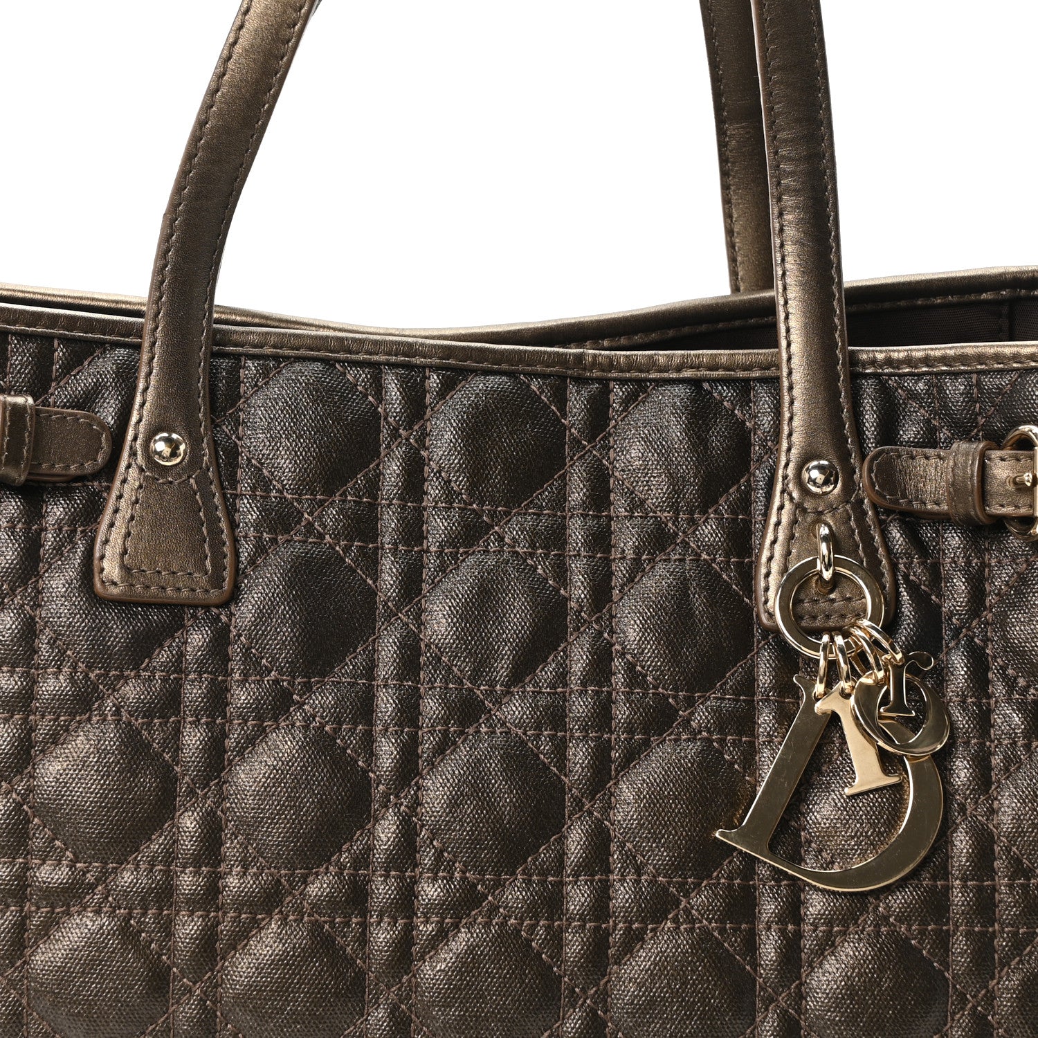 Coated Canvas Cannage Small Panarea Tote Bronze