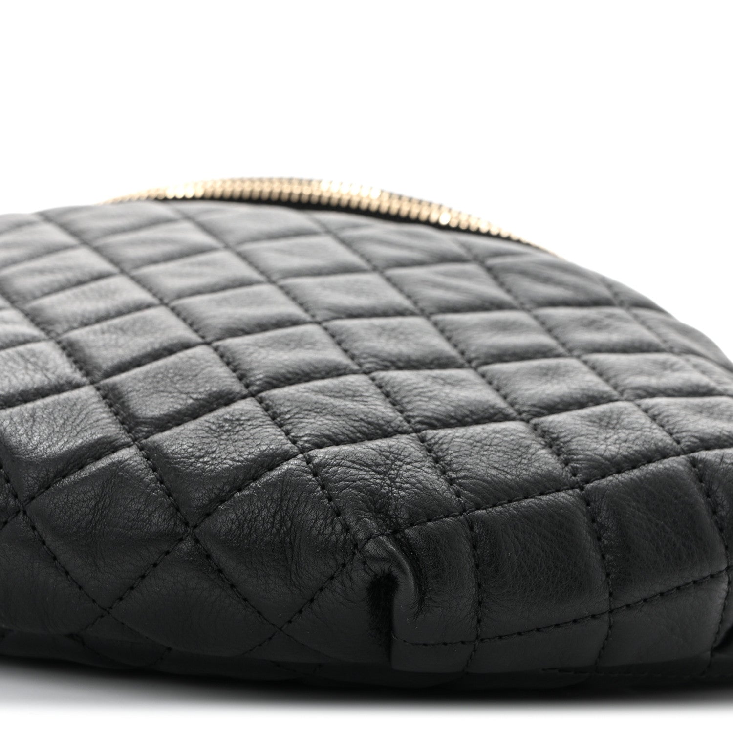 Calfskin Quilted Banane Waist Bag Fanny Pack Black