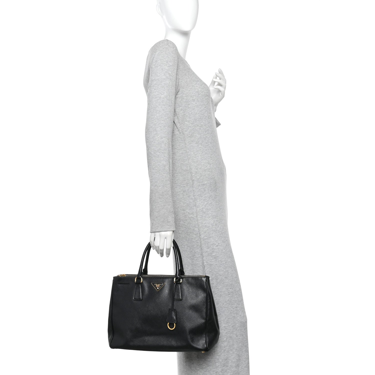Saffiano Large Galleria Double Zip Tote Black