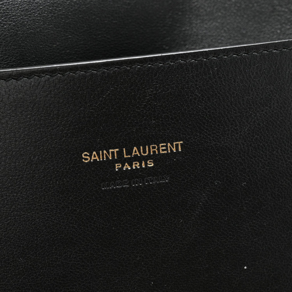 Smooth Calfskin Suede Medium Reversible Monogram Kate Satchel Black