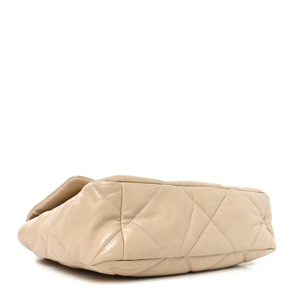 Lambskin Quilted Large Chanel 19 Flap Beige
