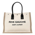 Linen Calfskin Small Rive Gauche Tote Greggio Natural