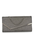 Glitter Fabric Erica Chain Clutch  Anthracite