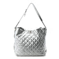 Metallic Crackled Calfskin Quilted Large Big Bang Hobo Silver