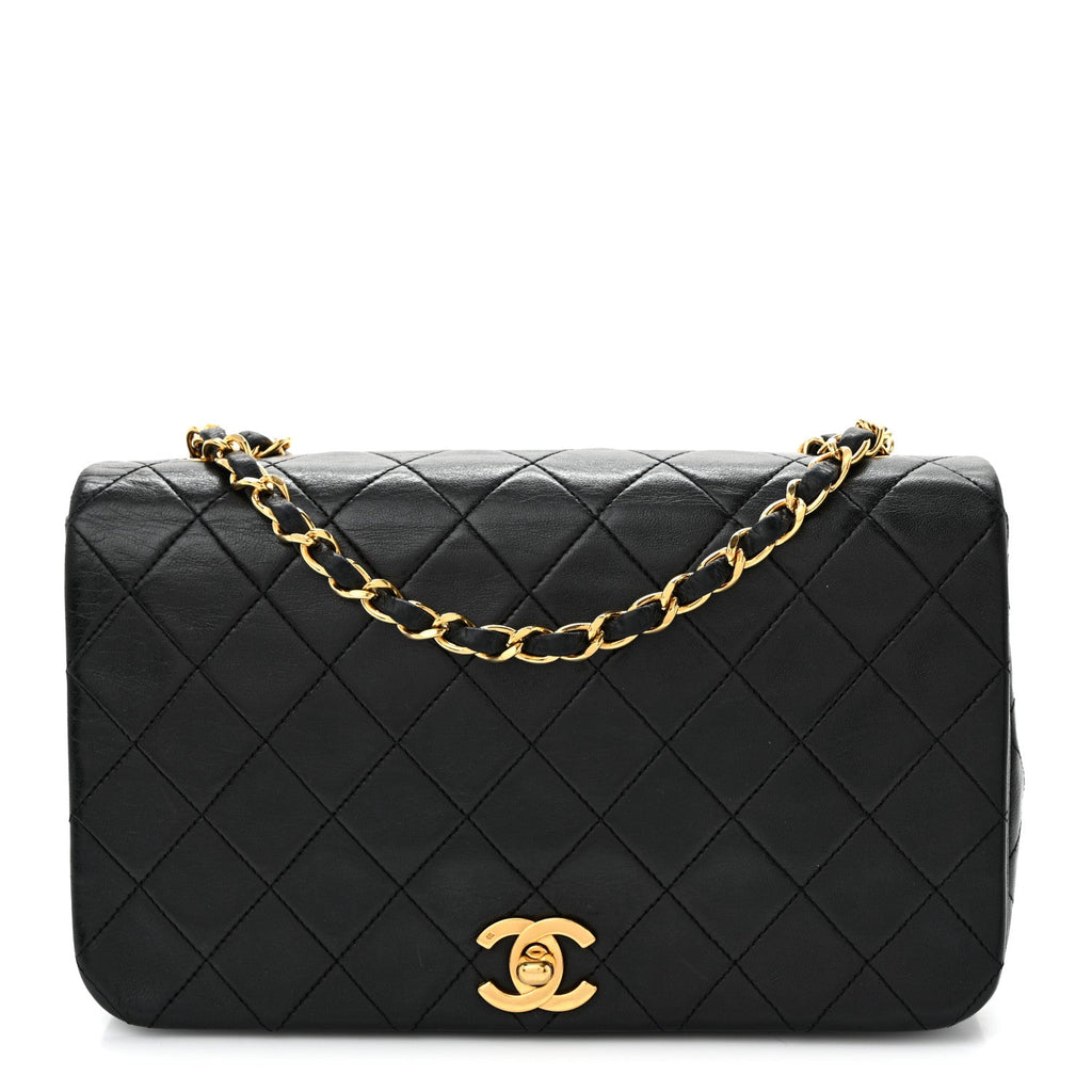 Lambskin Quilted Small Single Flap Black