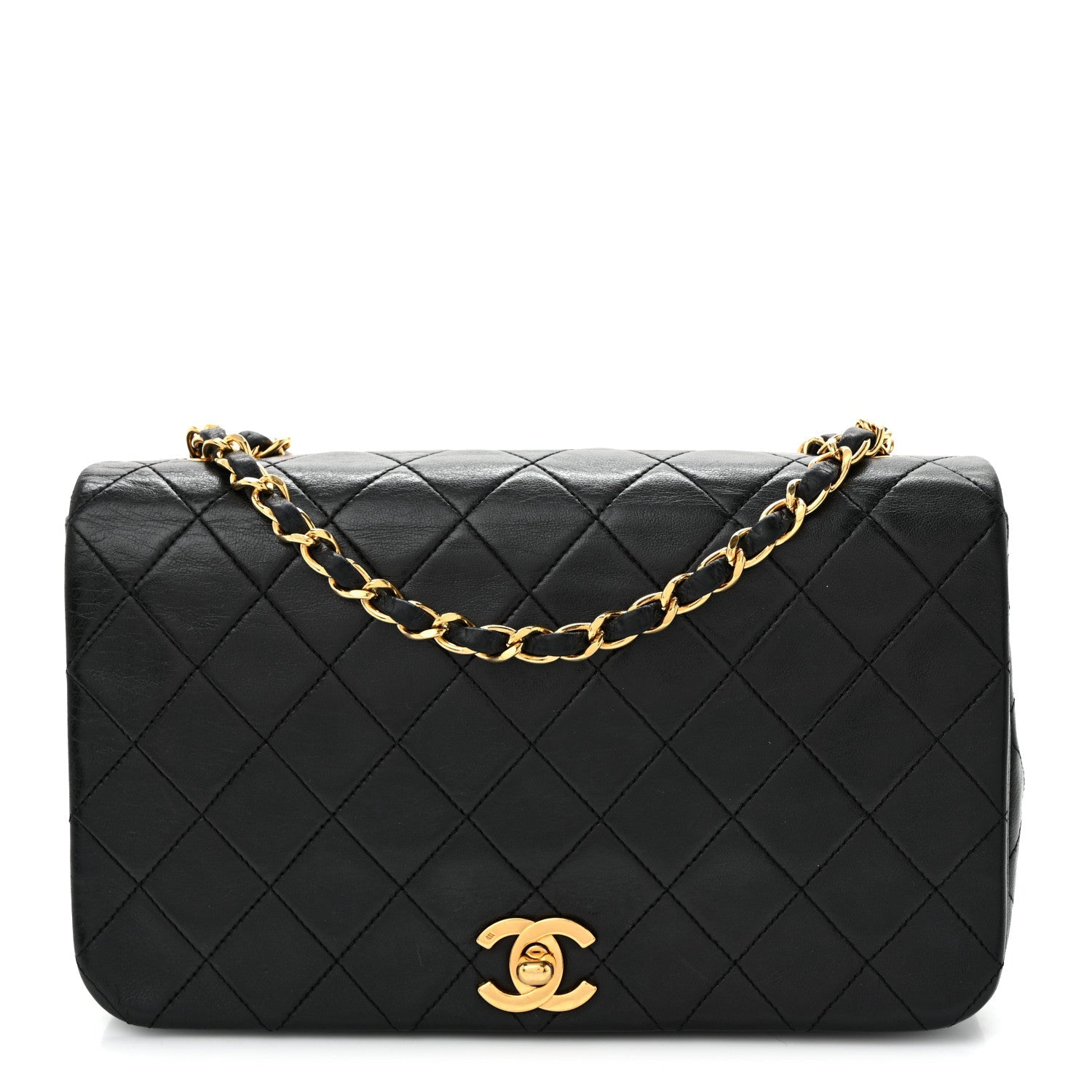 Lambskin Quilted Small Single Flap Black