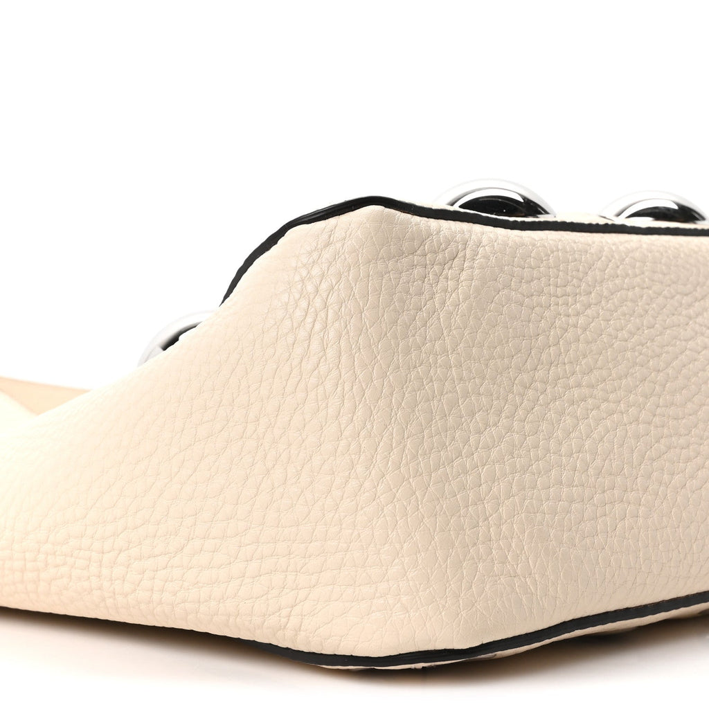 Grainy Calfskin Studded Small Nellcote Shopping Tote White