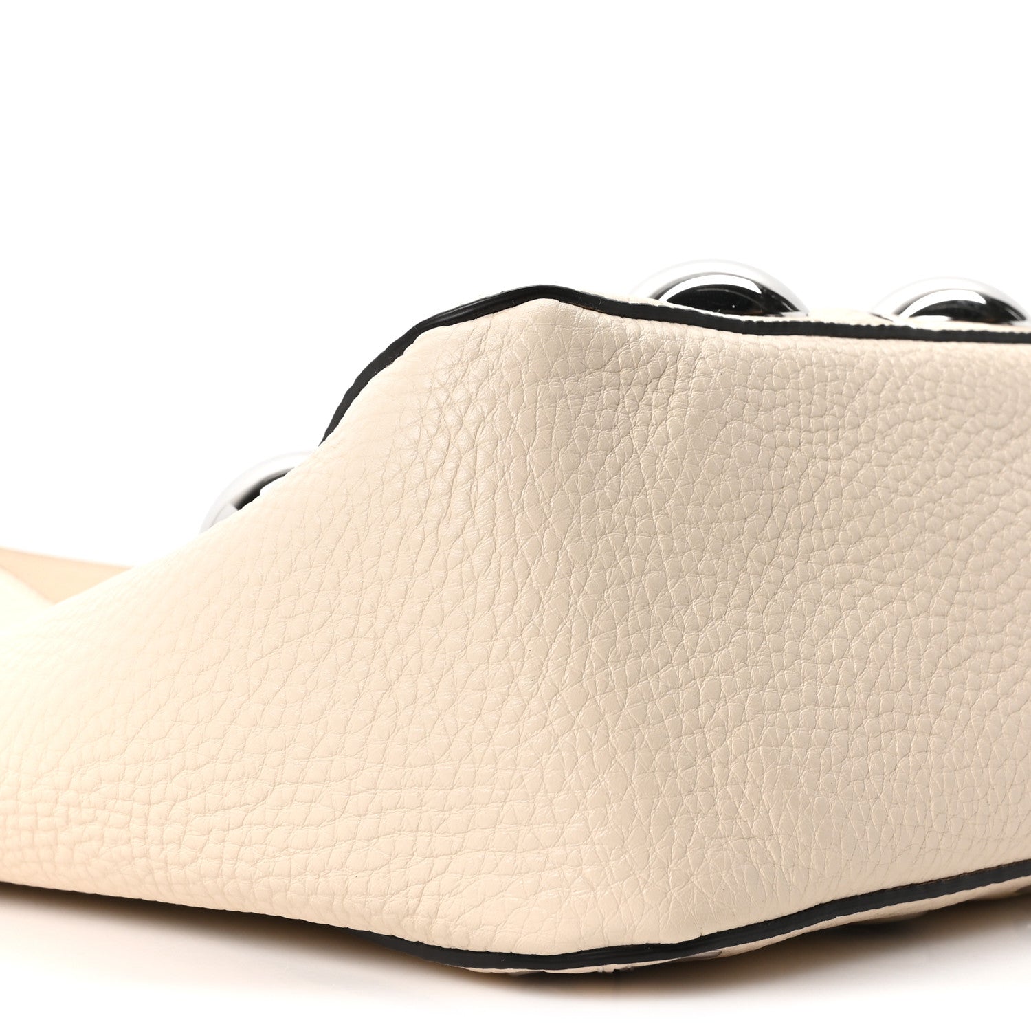 Grainy Calfskin Studded Small Nellcote Shopping Tote White