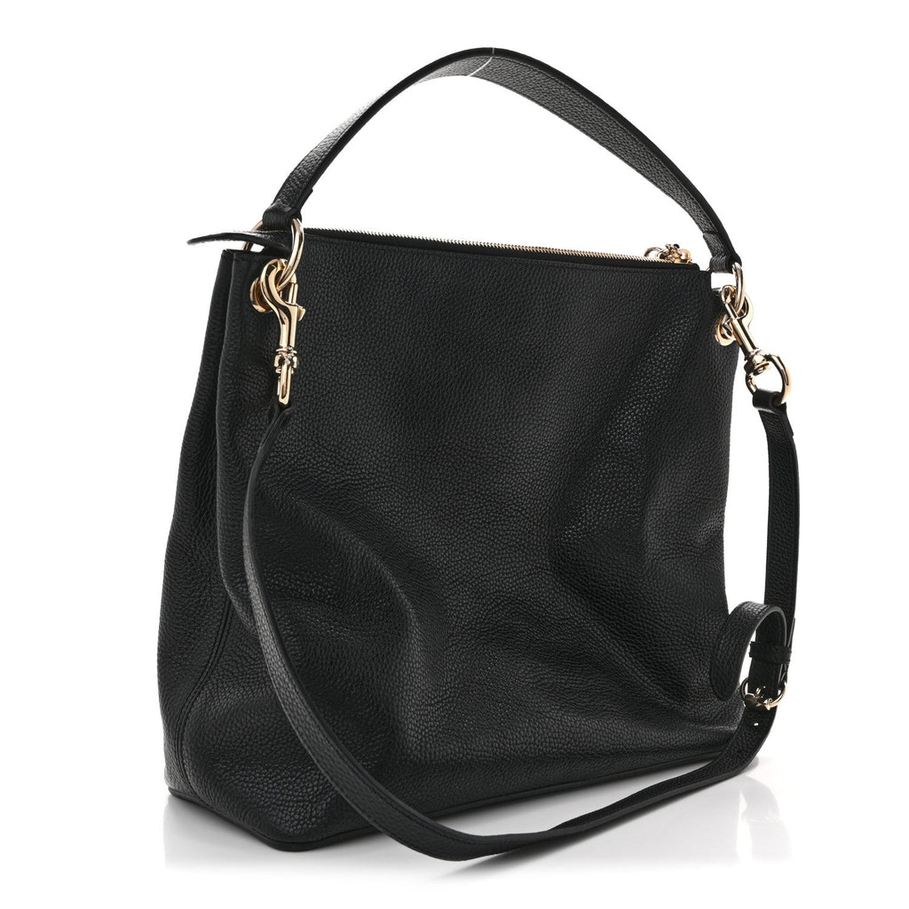 Pebbled Calfskin Large Soho Hobo Black