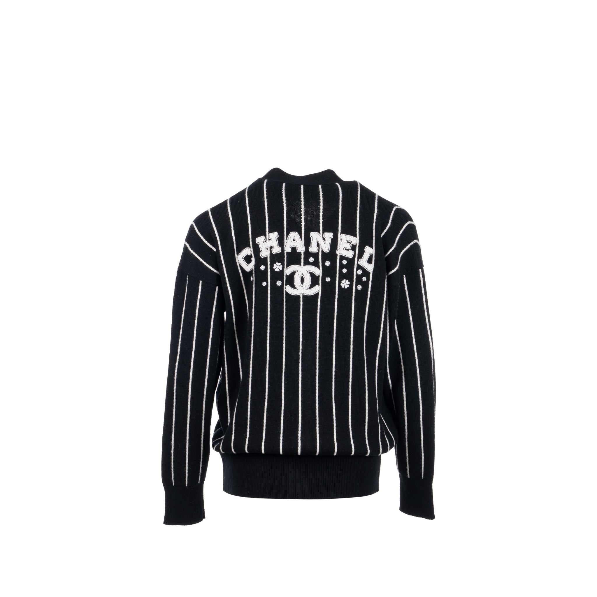 Chanel size 36 23p cardigan cashmere black/white
