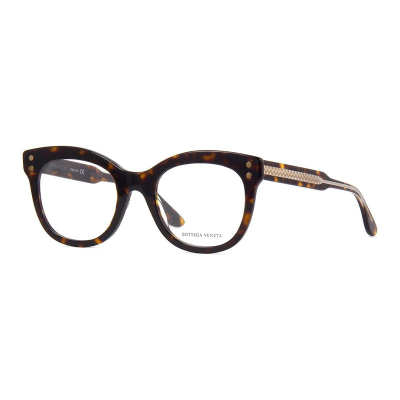 Bottega Veneta Eyeglasses Square Full Rim, Shiny Black Frame and Clear Demo Lens Lens BV0241O001