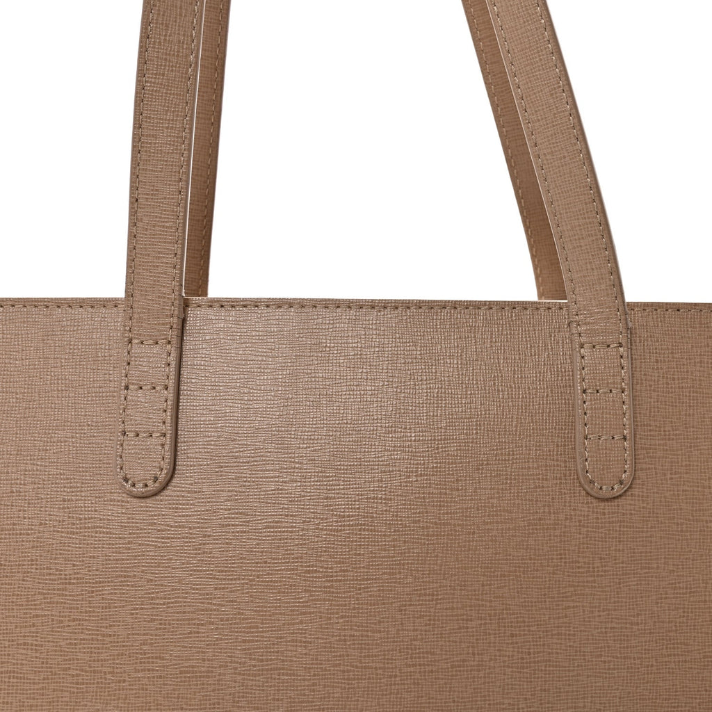Saffiano Small Zip Tote Beige