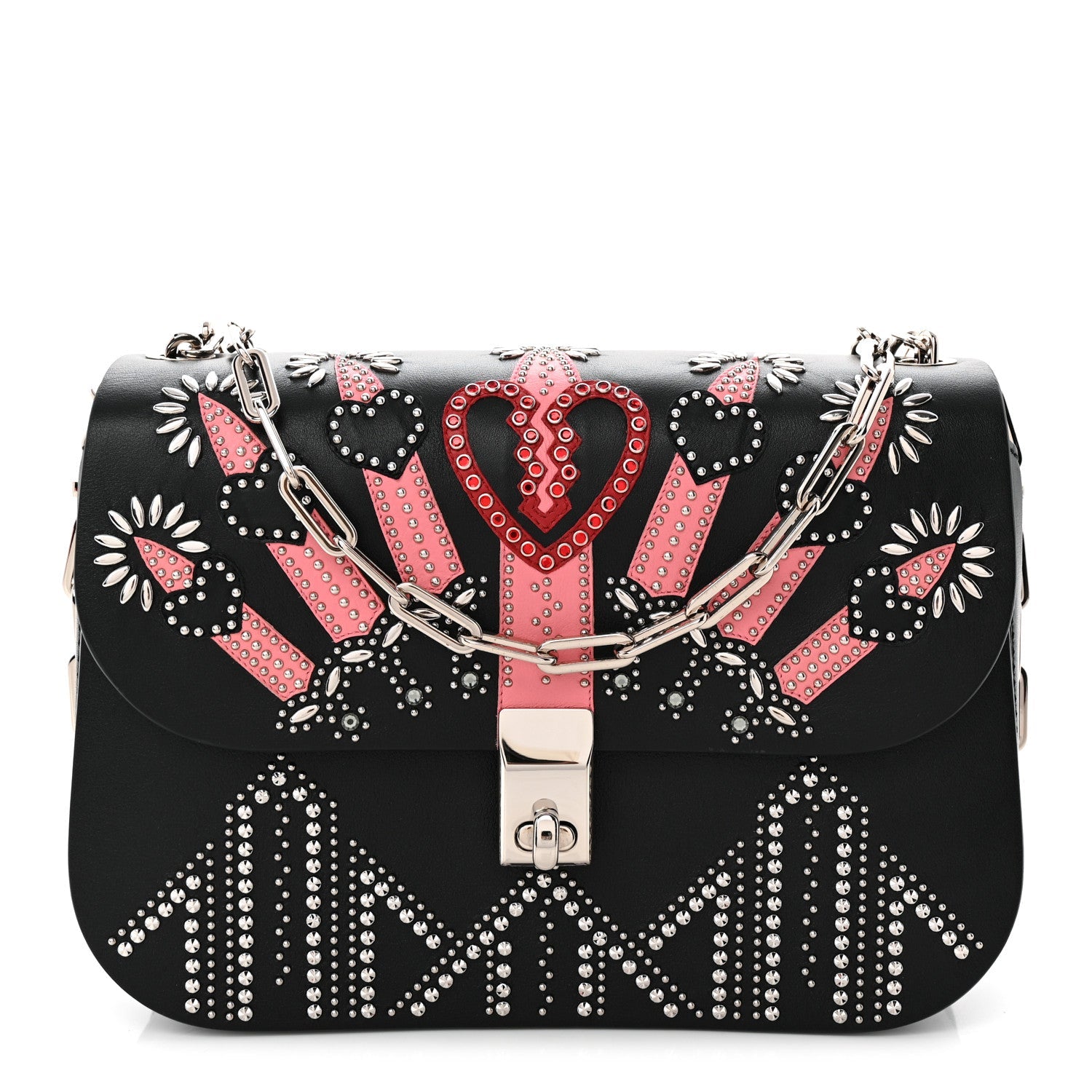 Vitello Loveblade Embellished Chain Flap Bag Black Multicolor