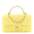 Lambskin Quilted Mini Chain Top Handle Rectangular Flap Light Yellow