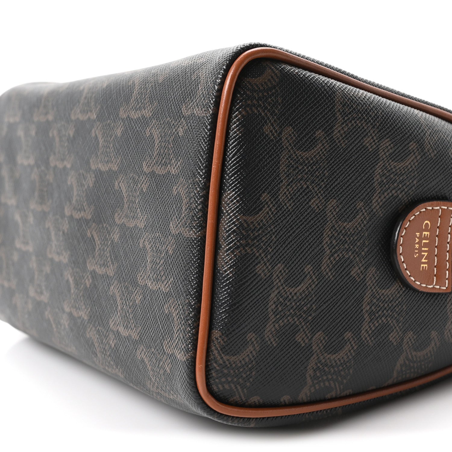 Triomphe Canvas Calfskin Small Boston Bag Tan