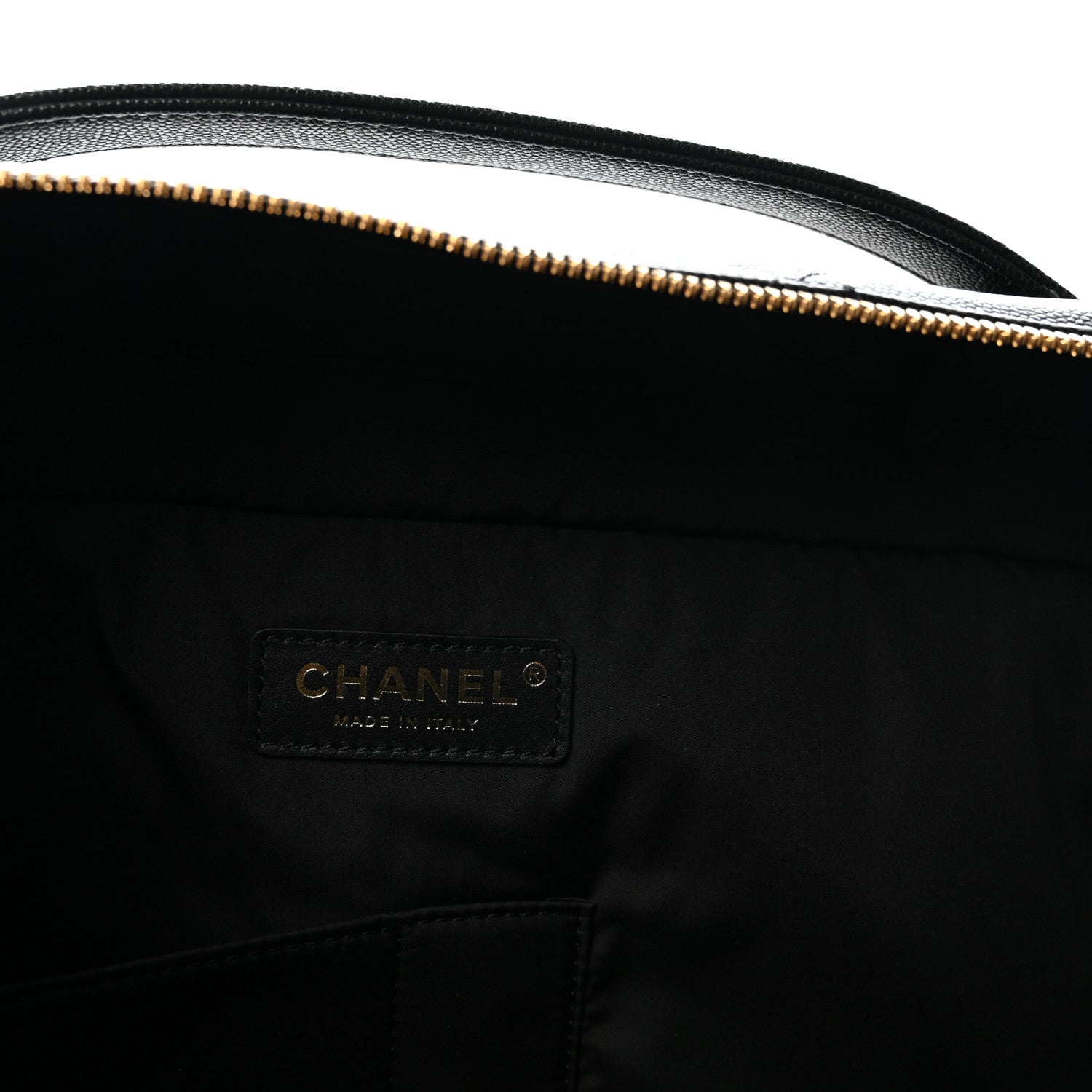 Shiny Grained Calfskin Quilted Large Travel Bowling Bag Black