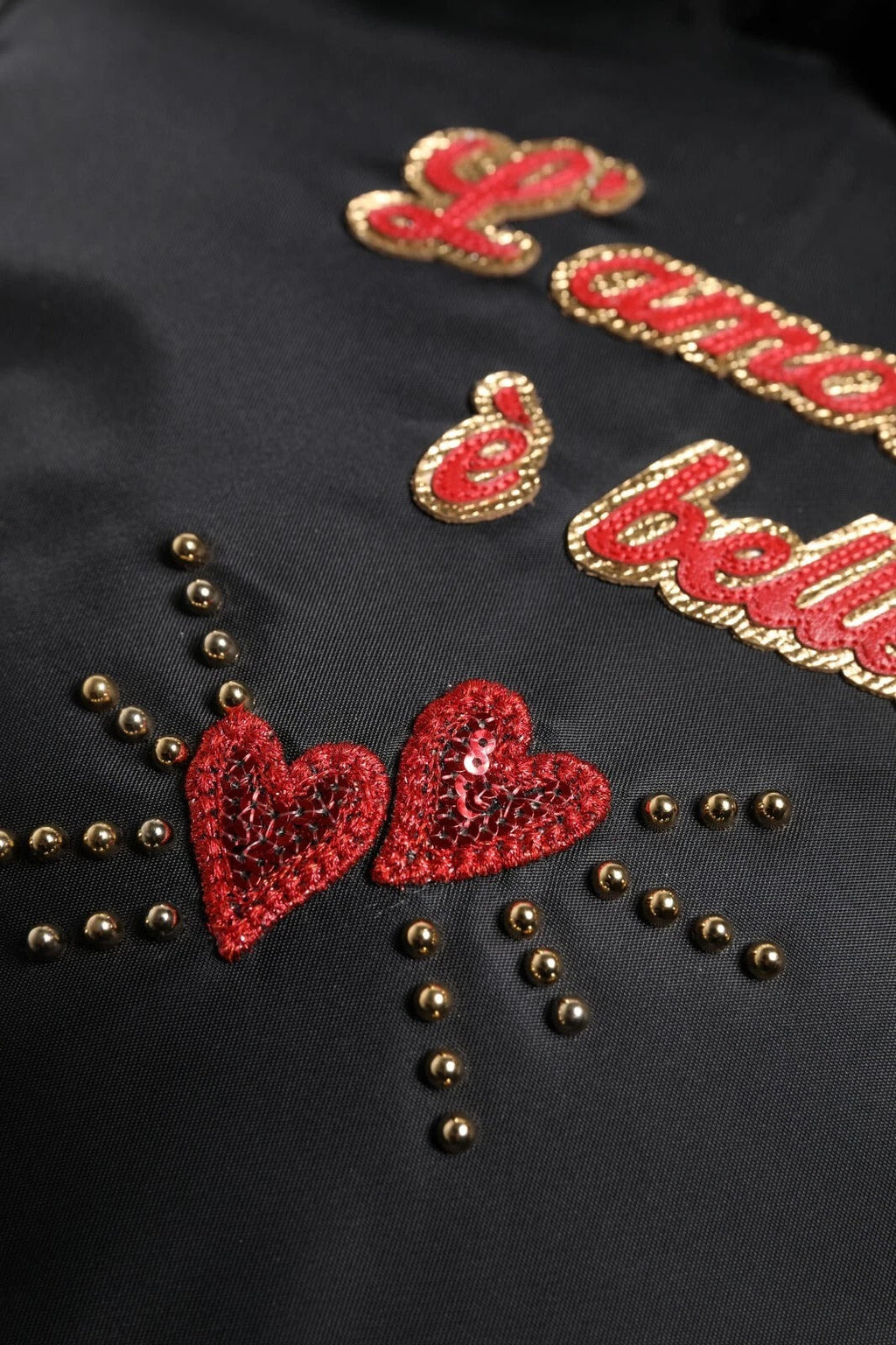 Dolce & Gabbana Black Heart L'Amore Patch Embellished Kids Women's Backpack ( )