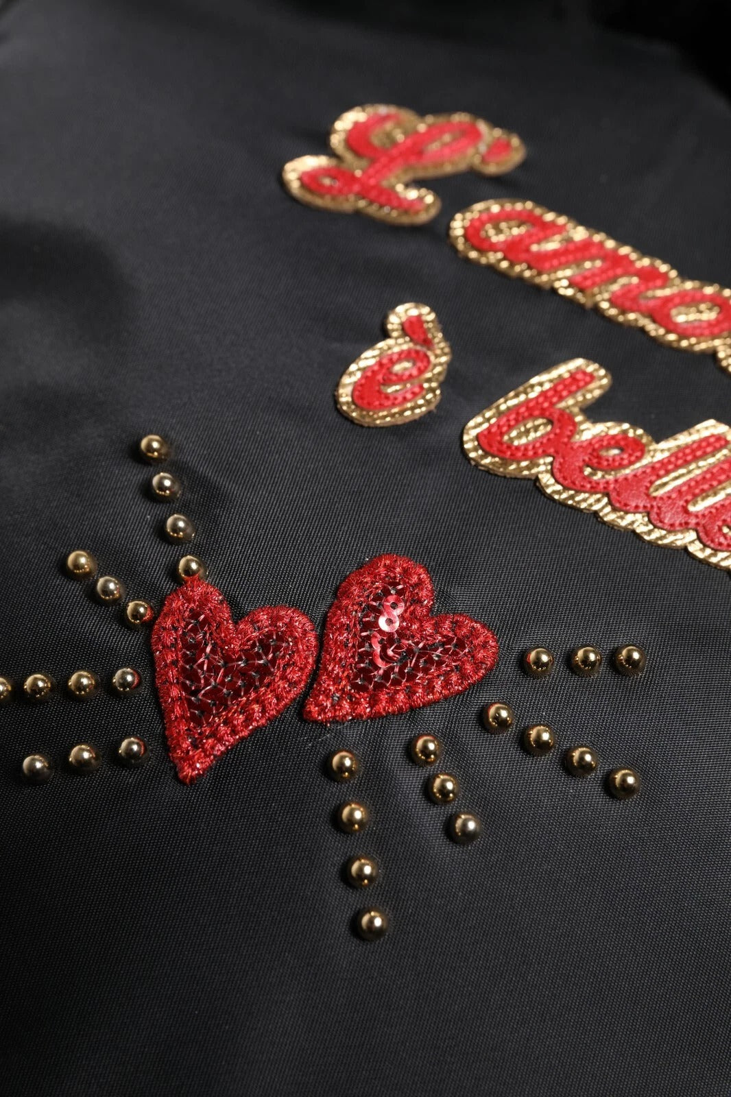 Dolce & Gabbana Black Heart L'Amore Patch Embellished Kids Women's Backpack ( )