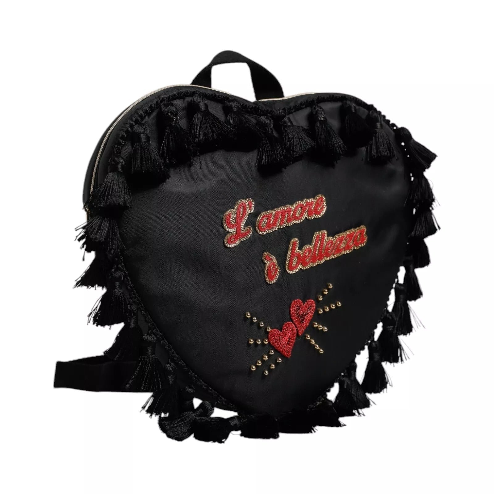 Dolce & Gabbana Black Heart L'Amore Patch Embellished Kids Women's Backpack ( )