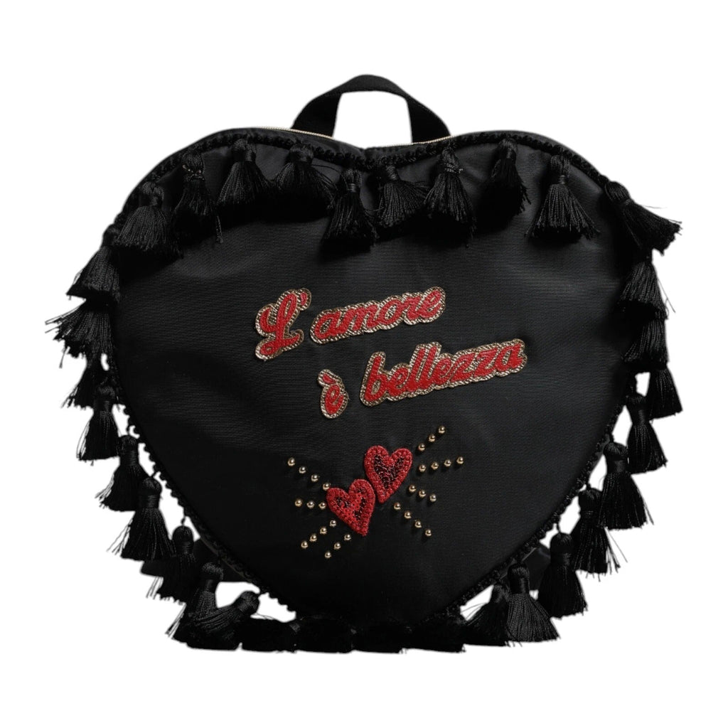 Dolce & Gabbana Black Heart L'Amore Patch Embellished Kids Women's Backpack ( )
