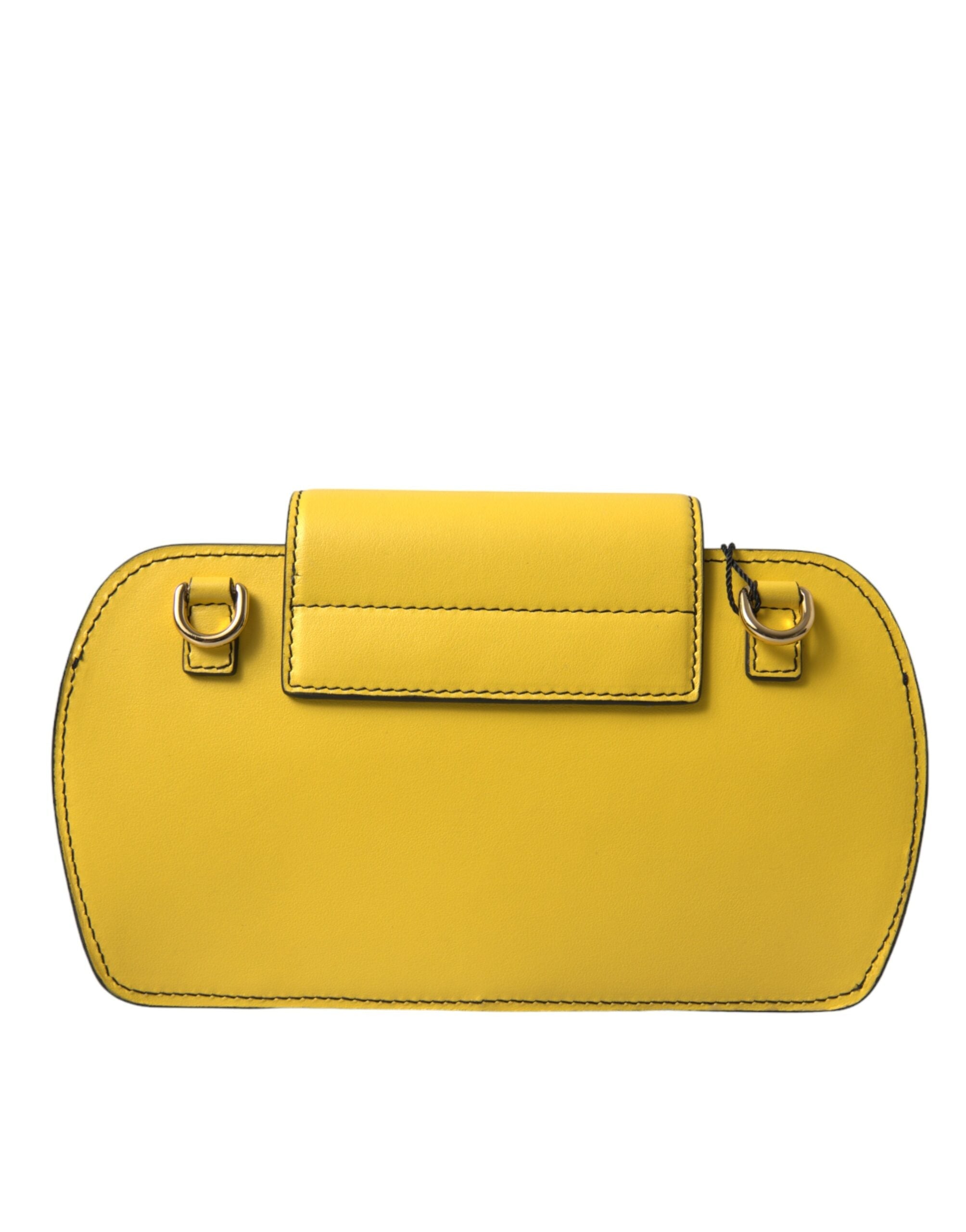 Dolce & Gabbana Yellow Smooth Leather DG Logo Clutch Crossbody Case Women's Bag