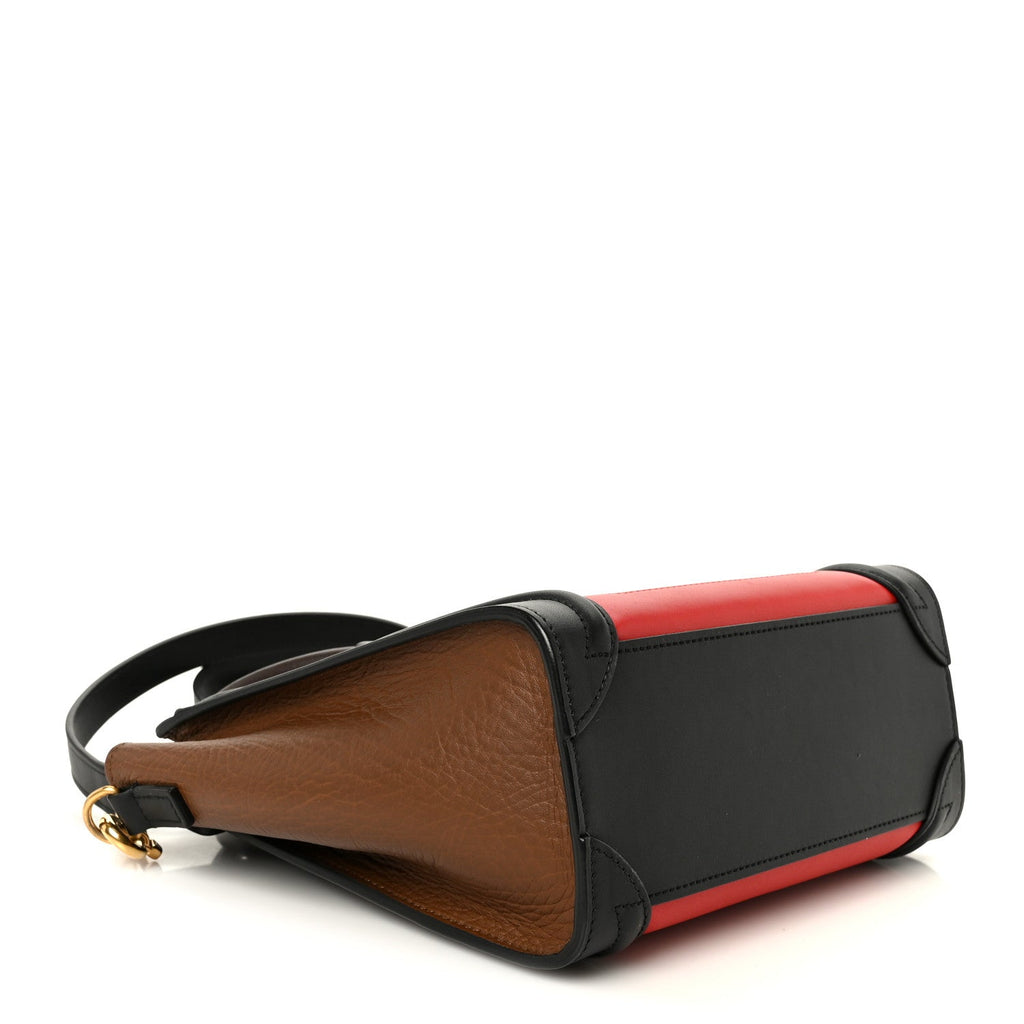 Smooth Calfskin Bullhide Nano Tri-Color Luggage Bright Red