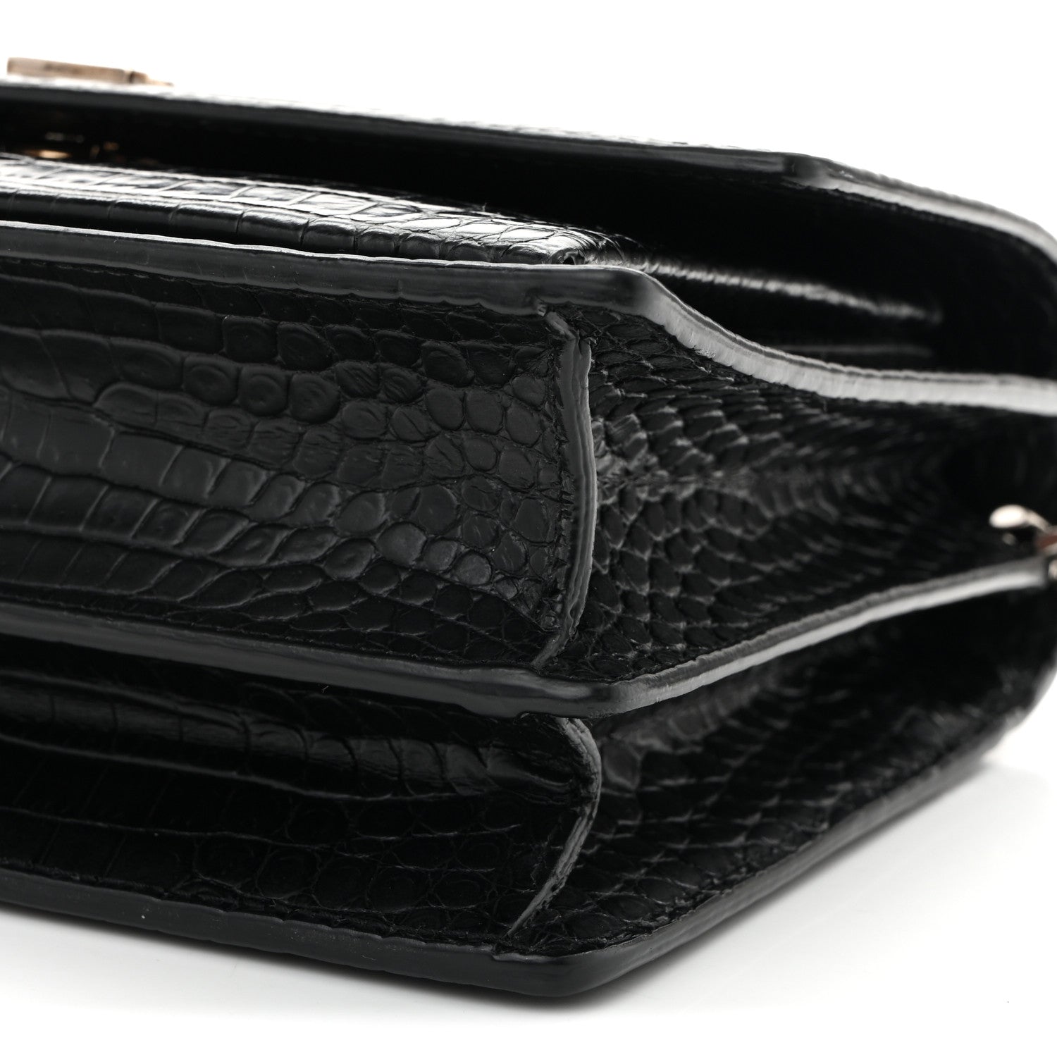 Calfskin Crocodile Embossed Medium Monogram Sunset Black