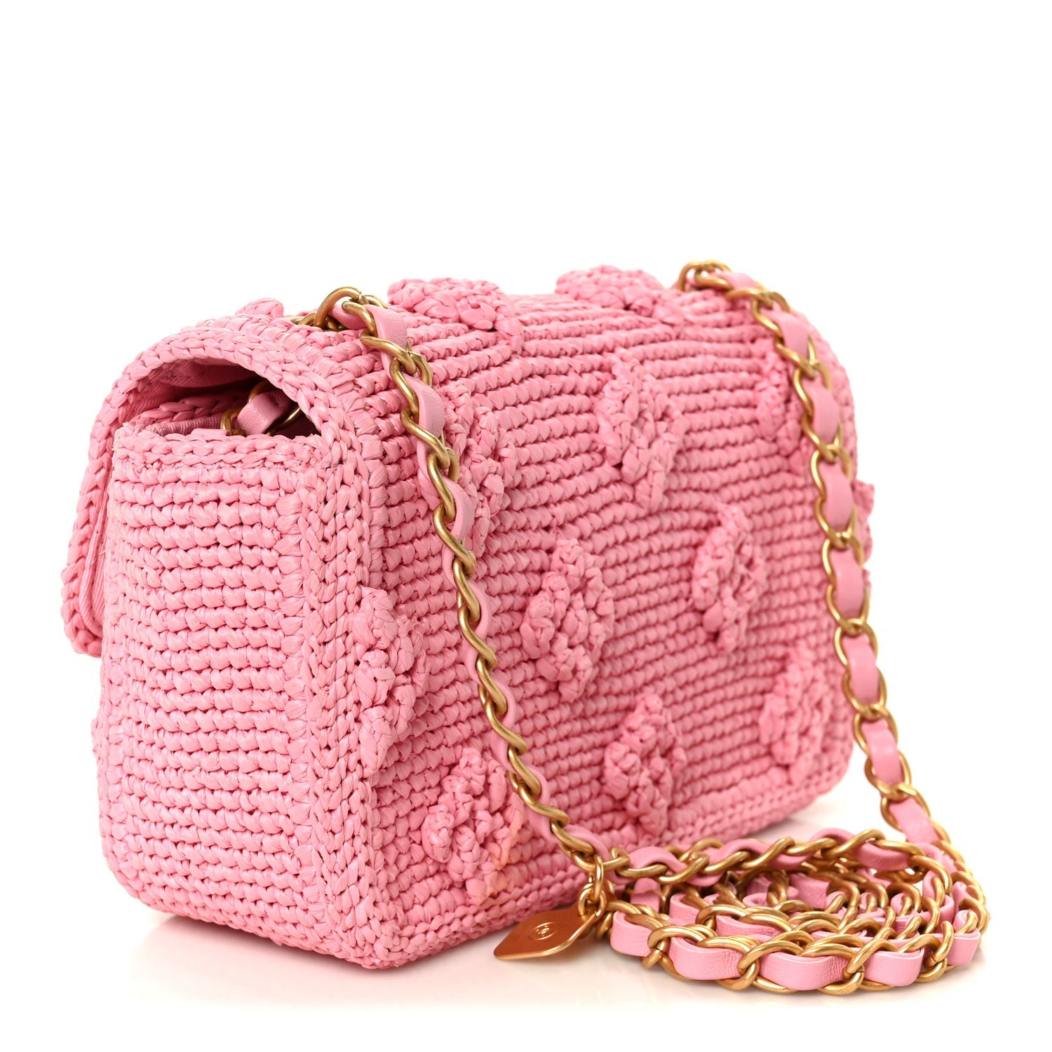 Raffia Small Dolce Raffia Flap Bag Pink