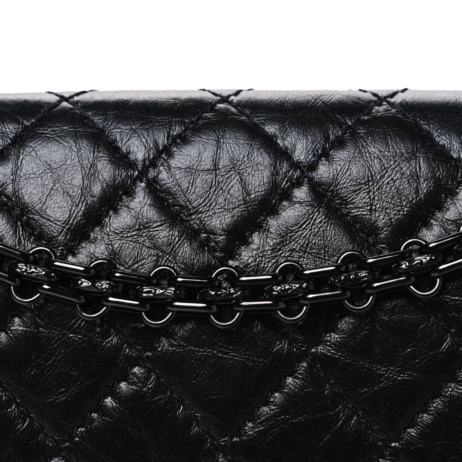 Aged Calfskin Quilted 2.55 Reissue 225 Flap  So Black