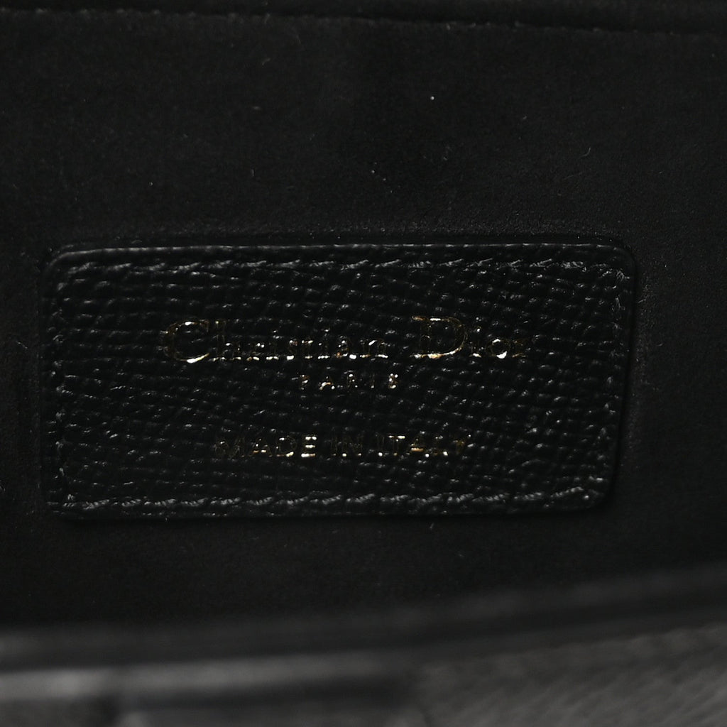 Grained Calfskin Mini Saddle Bag With Strap Black