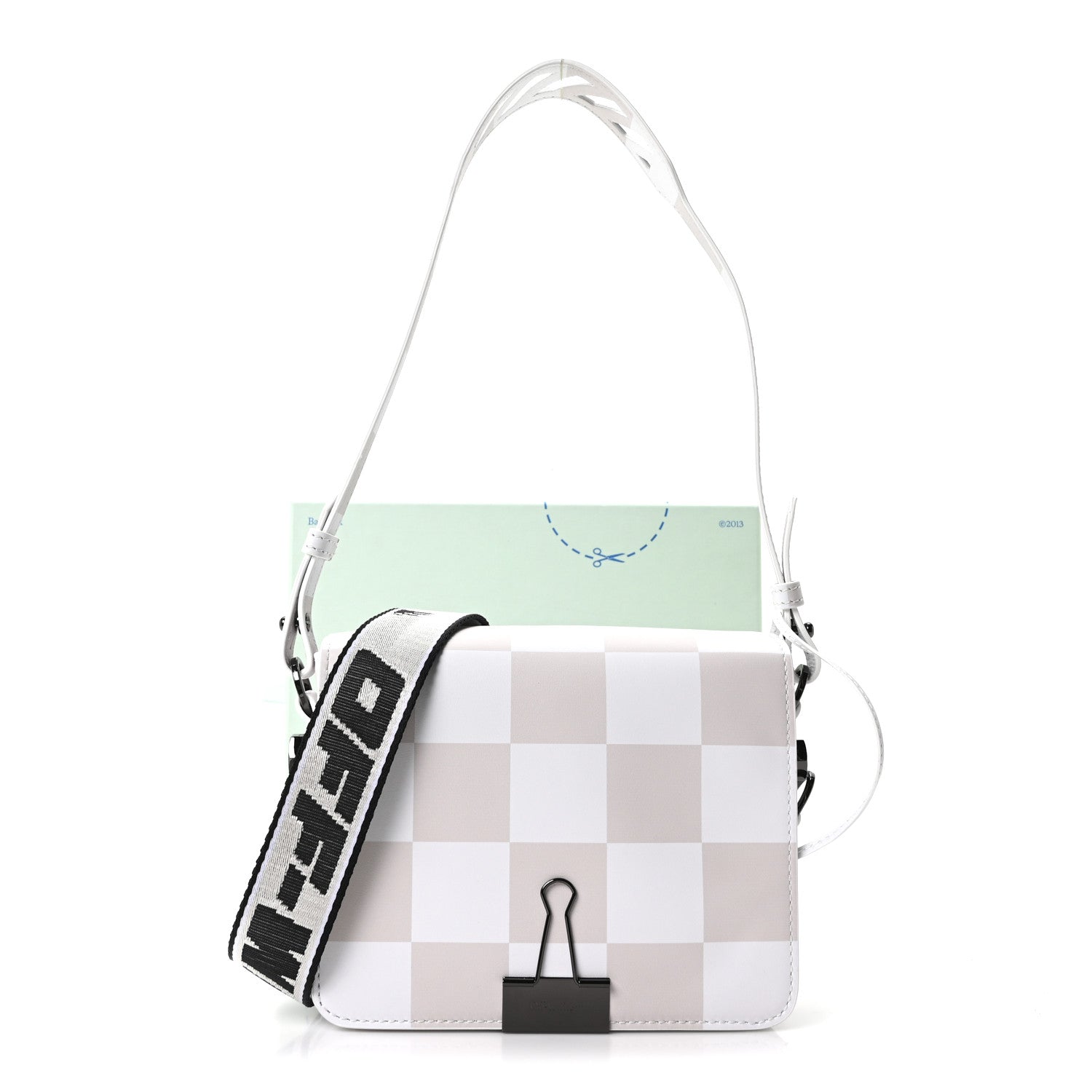 Calfskin Figures of Speech Binder Clip Bag White Beige