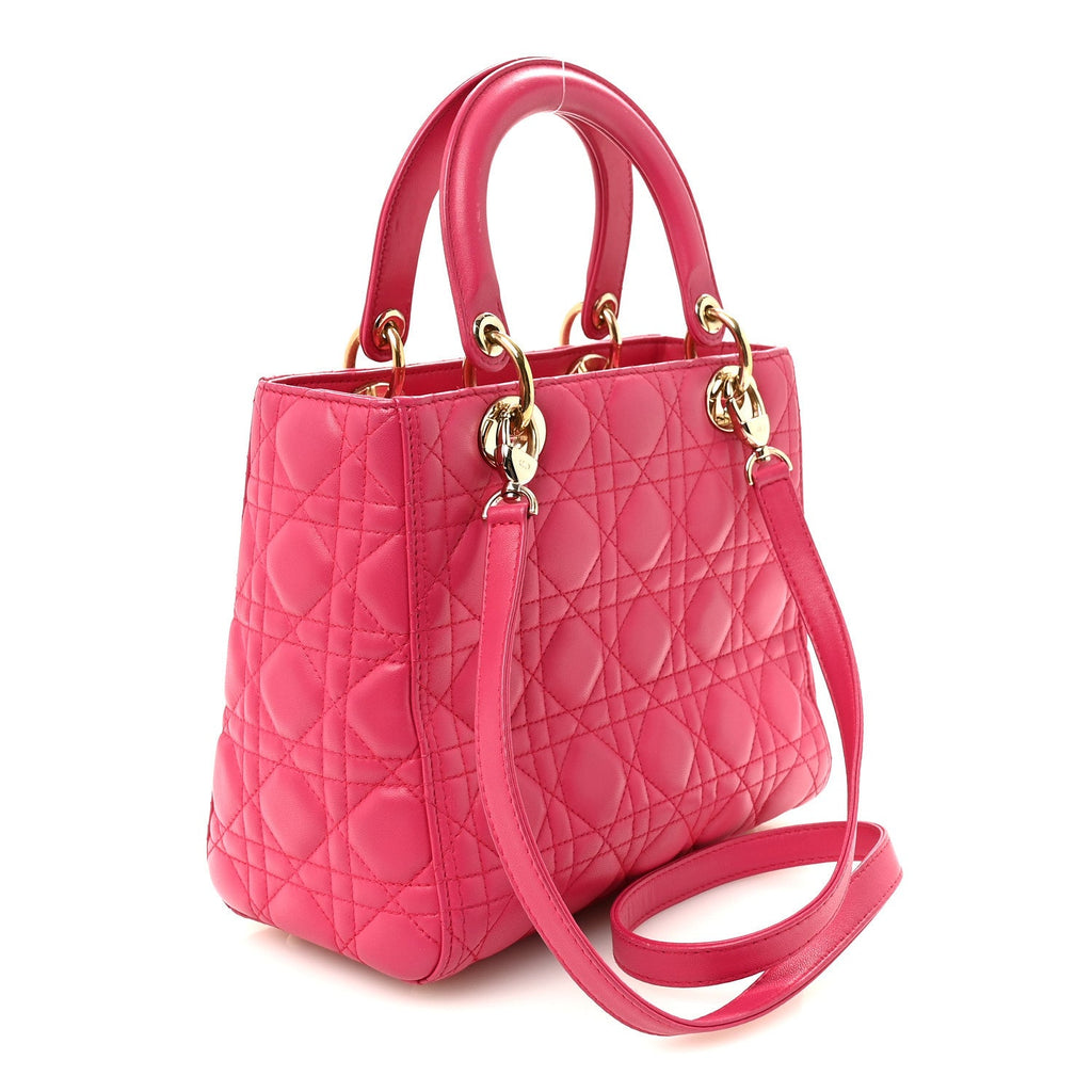 Lambskin Cannage Medium Lady Dior Pink