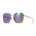 Gucci Sunglasses Square Full Rim, Gold Frame and Multicolor with GG Pattern Mirror Lens GG0802S004
