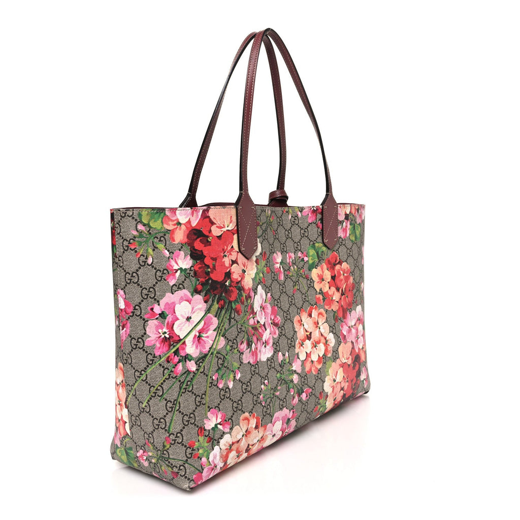 GG Supreme Monogram Blooms Large Reversible Tote Beige Multicolor Dry Rose