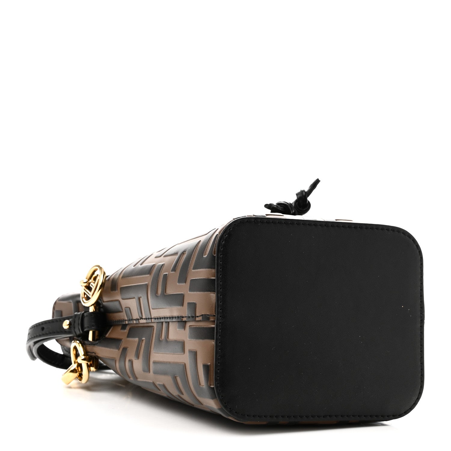Vitello Liberty F is Fendi Bi-Color FF 1974 Embossed Mini Mon Tresor Bucket Bag Maya Black