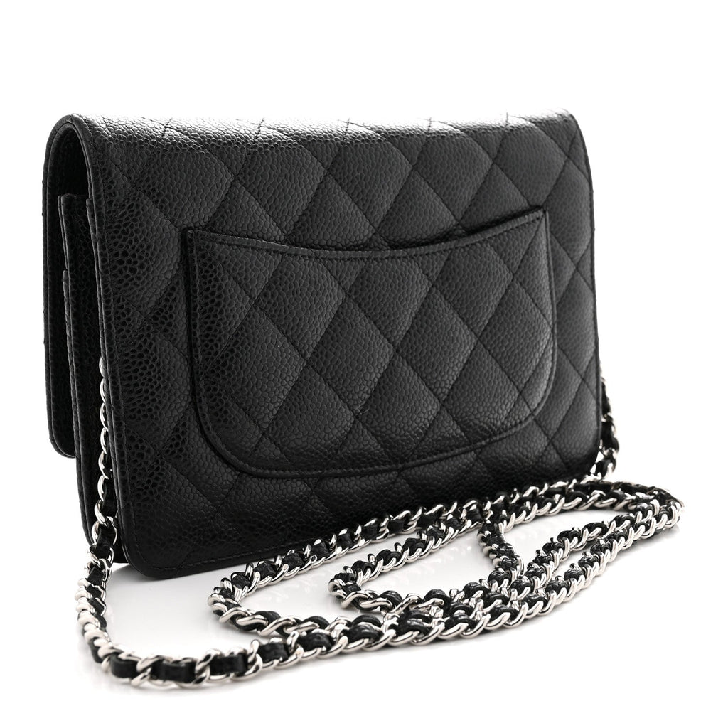 Caviar Quilted Wallet on Chain WOC Black