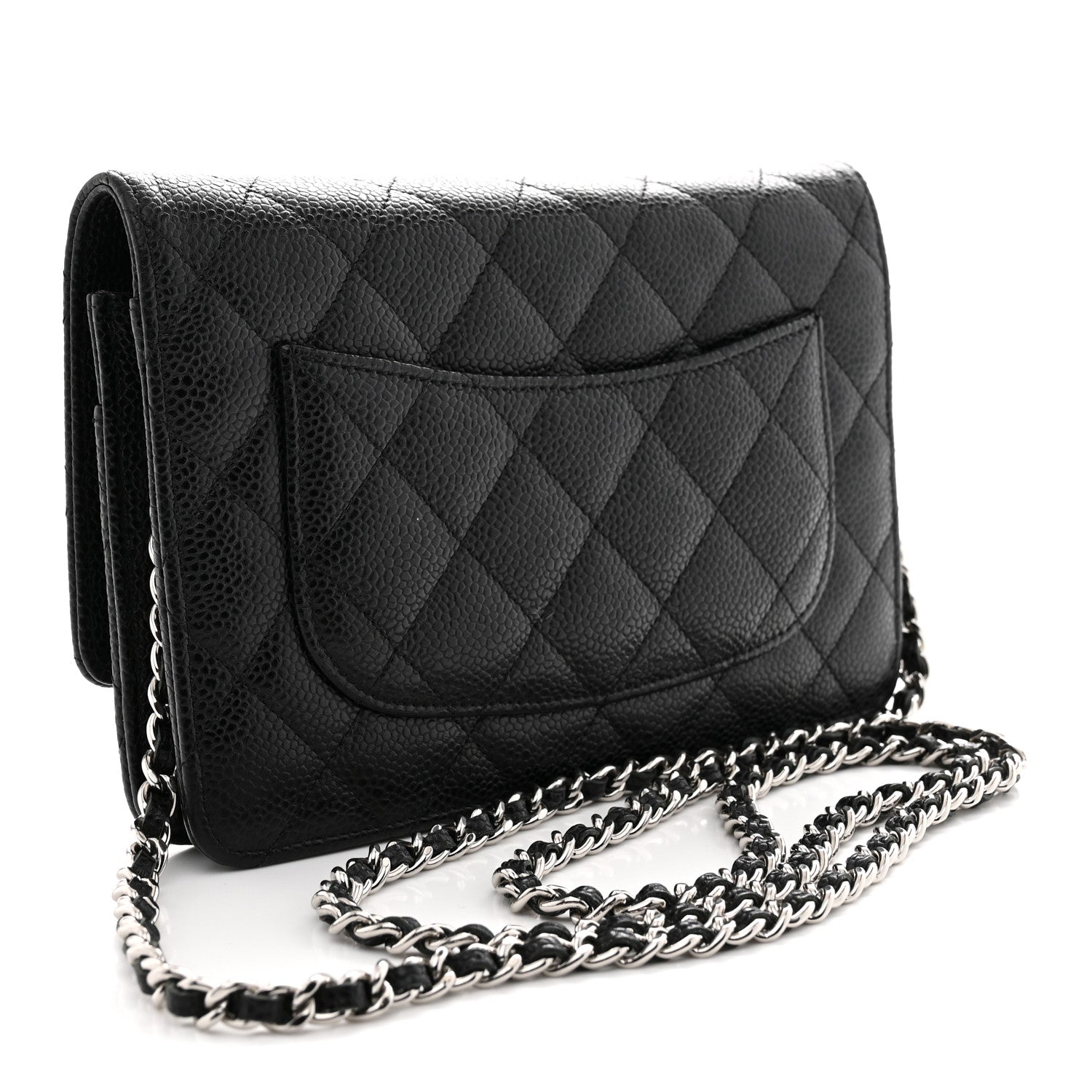 Caviar Quilted Wallet on Chain WOC Black