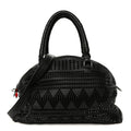 Grained Calfskin Mix Chevron Spikes Large Panettone Bowling Bag Black