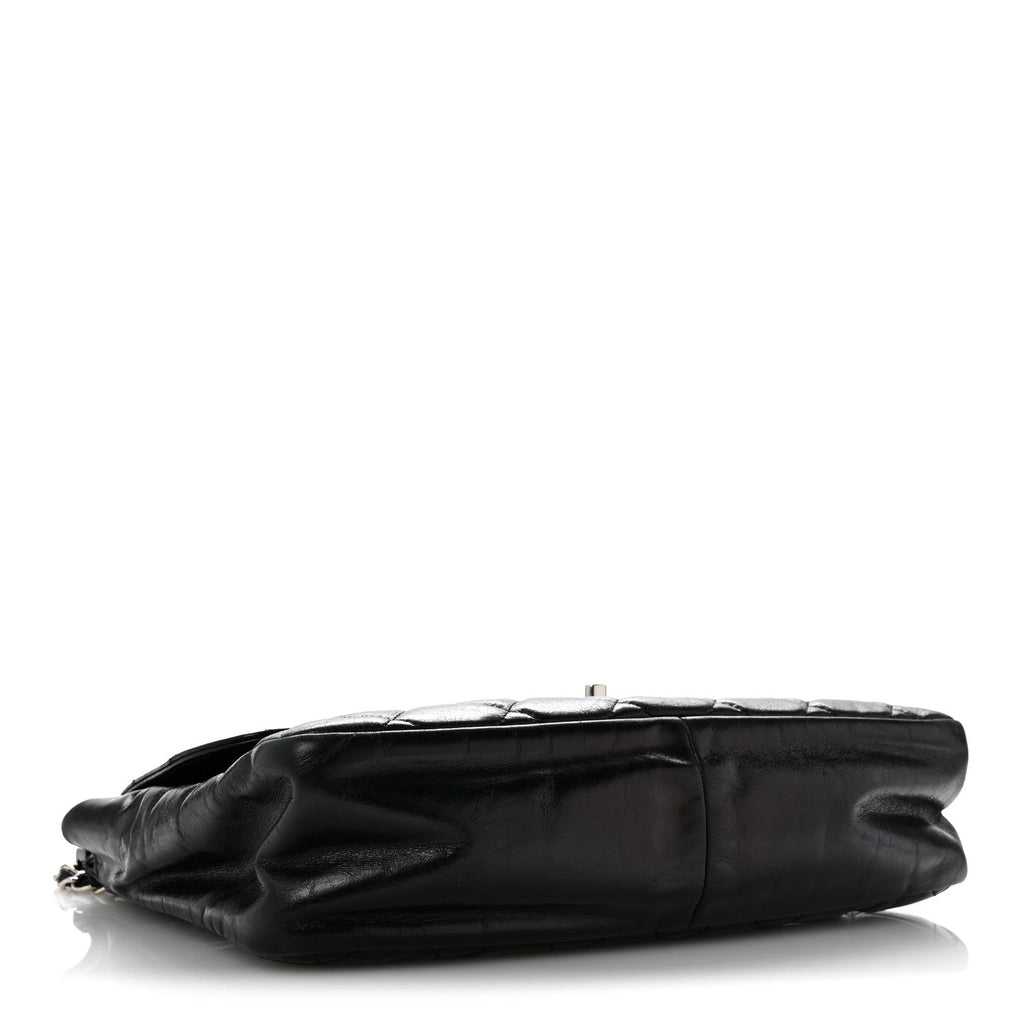 Glazed Calfskin Quilted Small CC Delivery Tote Black