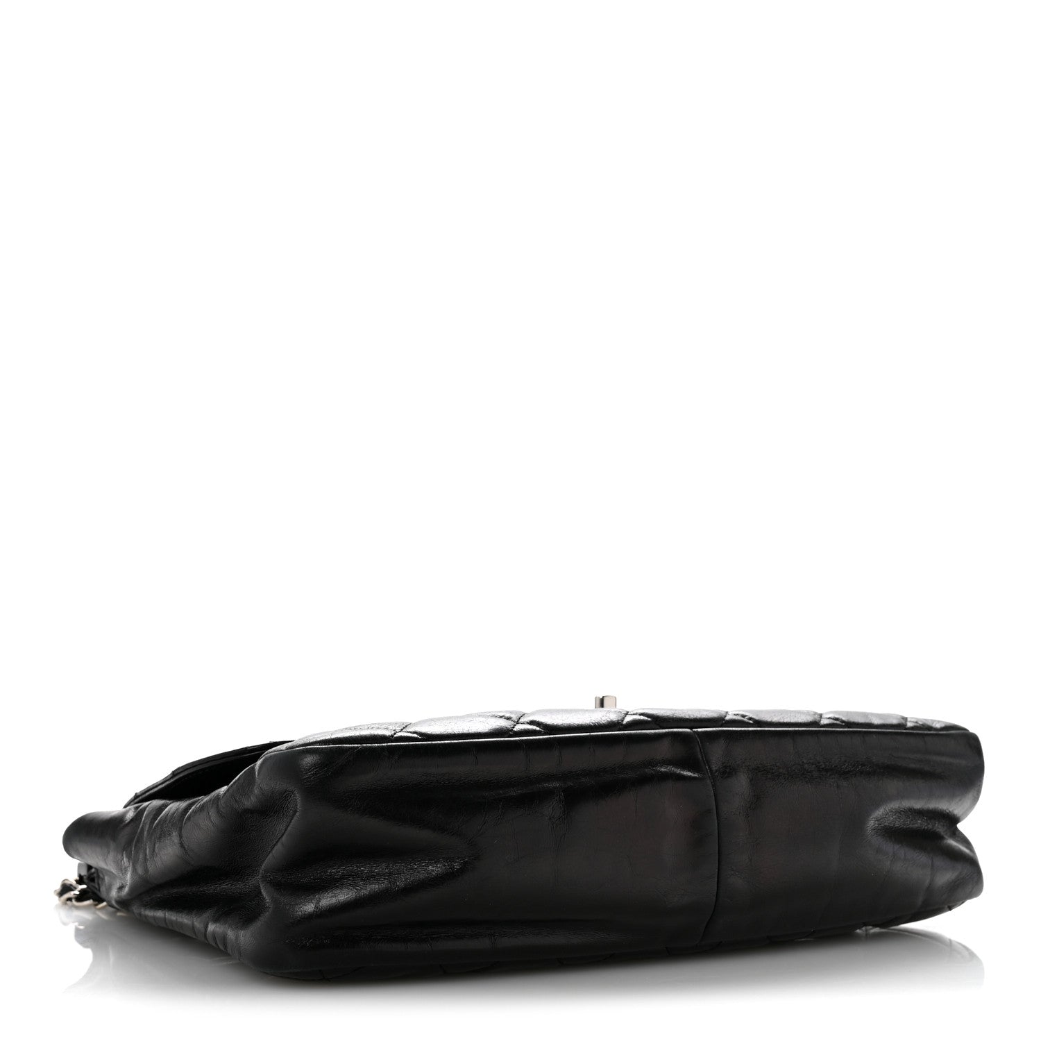 Glazed Calfskin Quilted Small CC Delivery Tote Black