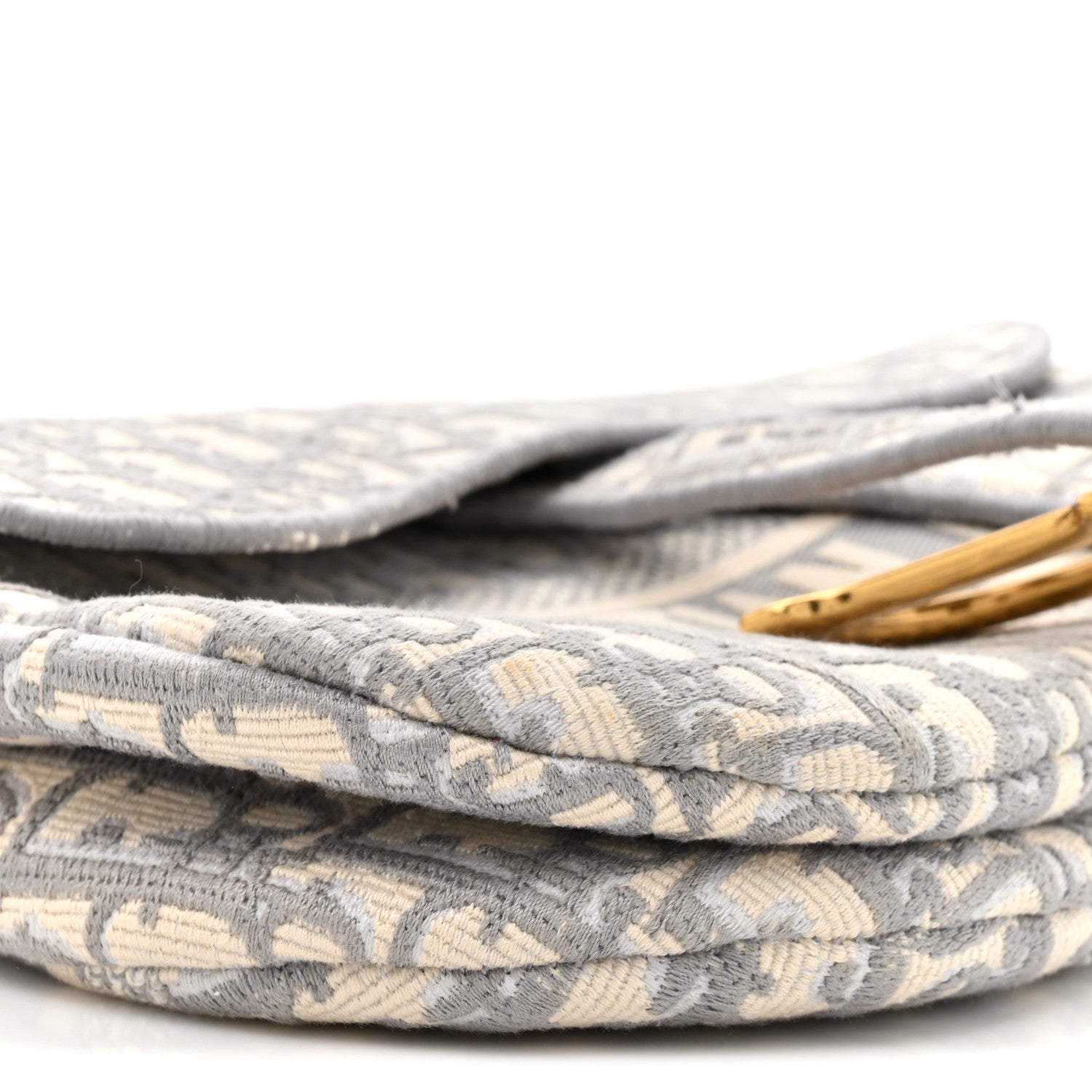 Oblique Embroidered Saddle Bag Gray