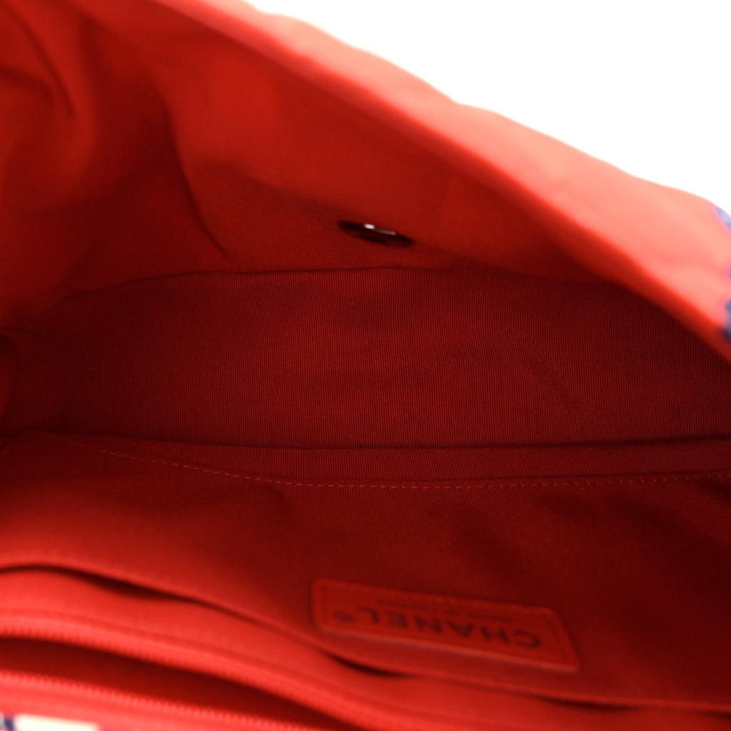 Silk Chain Printed Medium Single Flap Red